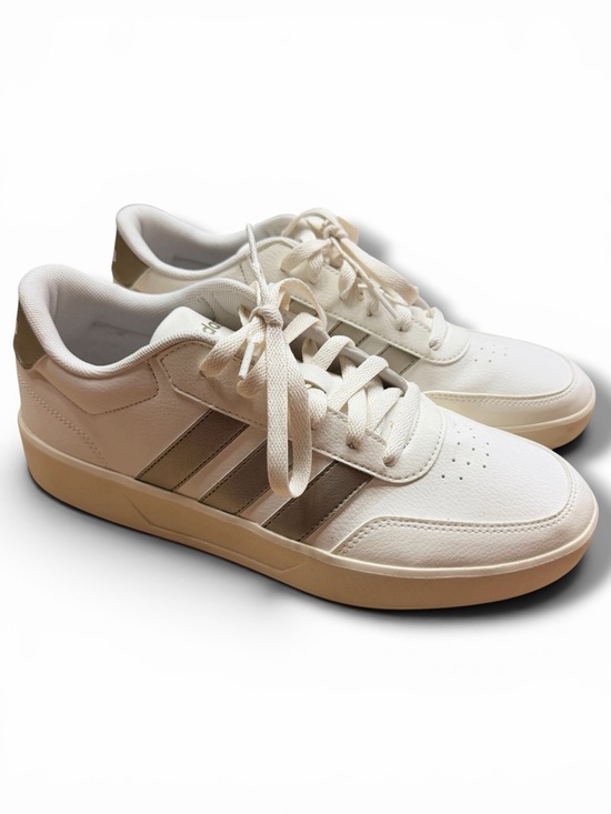 Adidas Shoes - Adidas Women’s Size 10 White Silver Stripe Sneakers Casual Lace Up Shoes